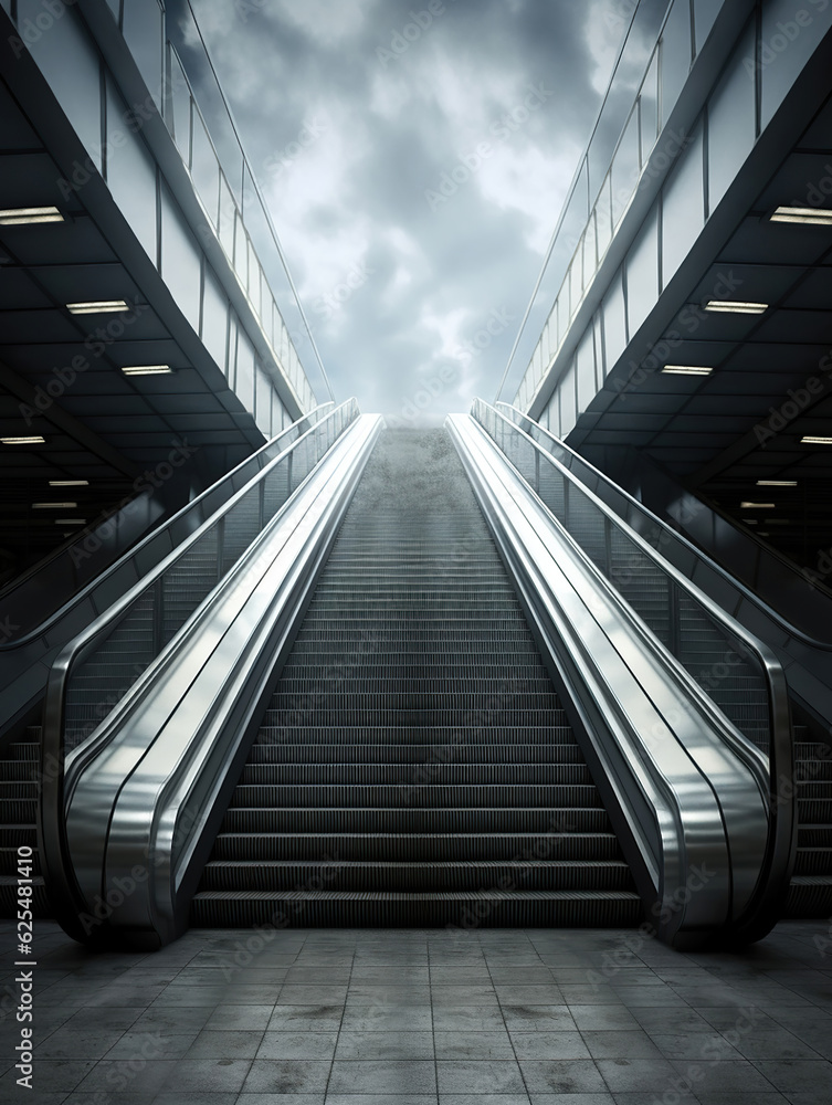 Escalator located on a cloudy and overcast day Escalator located on a cloudy and overcast day