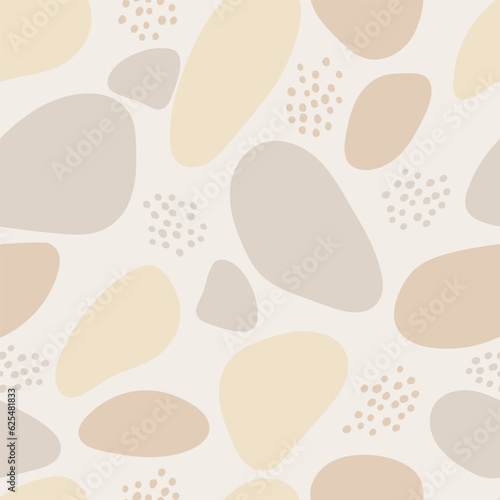 Seamless pattern with abstract spots or stones. Pastel colors. Vector doodle decorative background. Repeating spots, shapes background.