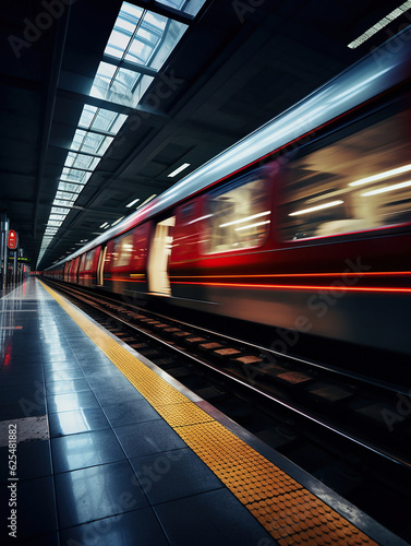 Train Journey through a Bustling Metro Station