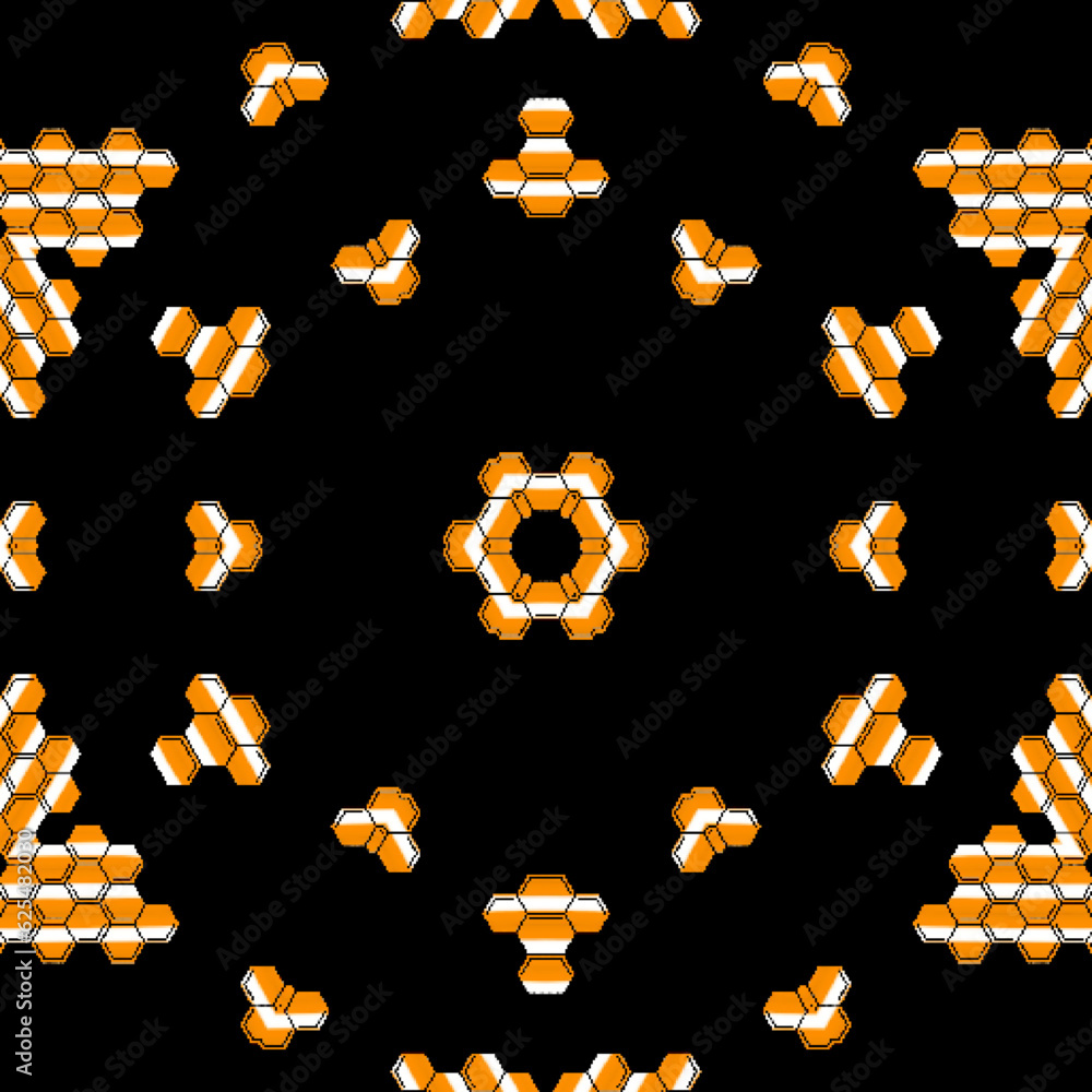 Fototapeta premium yellow mandala stars on black background version 3