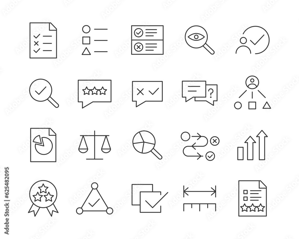 Fototapeta premium Assessment Icons - Vector Line. Editable Stroke.