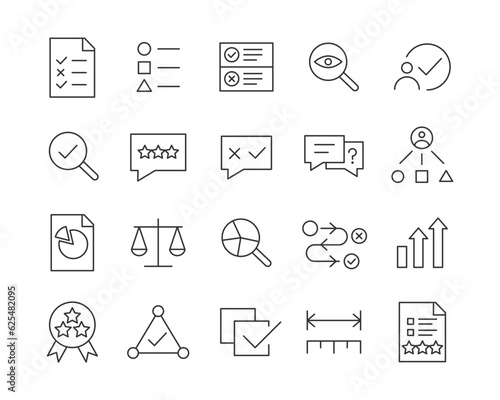 Assessment Icons - Vector Line. Editable Stroke.