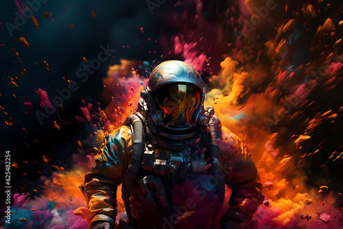 astronaut in space in colors of rainbow, generative ai © Stuart