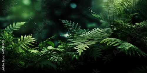 A wallpaper adorned with green fern leaves, generated AI