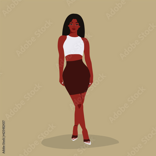 Modern black woman in gym wear art style vector