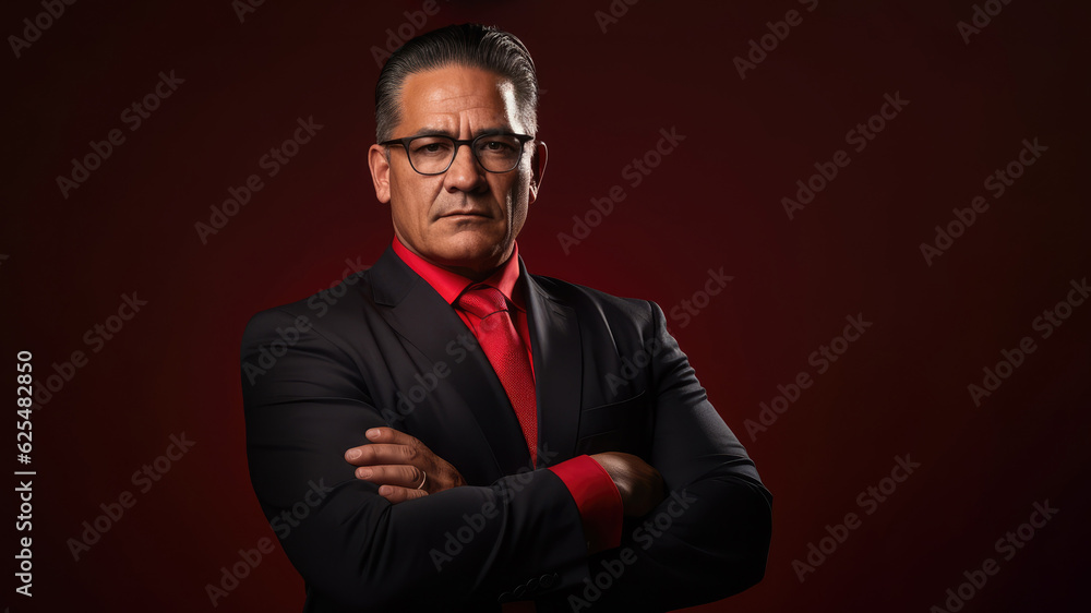 Dedicated Mexican businessman in 50s, dark suit