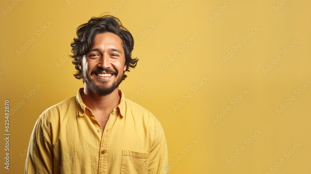 Native American man in 20s, yellow theme Native American man in 20s, yellow theme