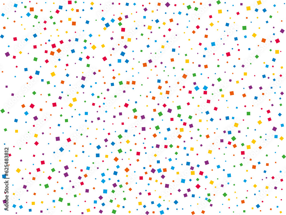 Carnival Confetti. Masquerade Border with Falling Rainbow Square Confetti Carnival Confetti. Masquerade Border with Falling Rainbow Square Confetti