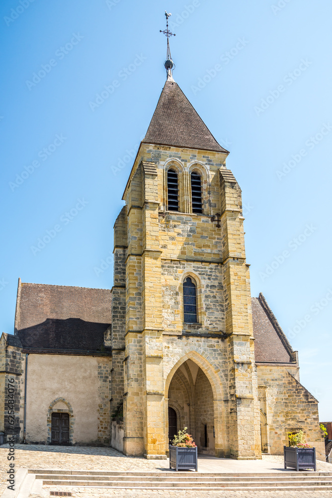 Fototapeta premium View at the Church of Our Lady (Notre Dame) in the streets of Vierzon - France