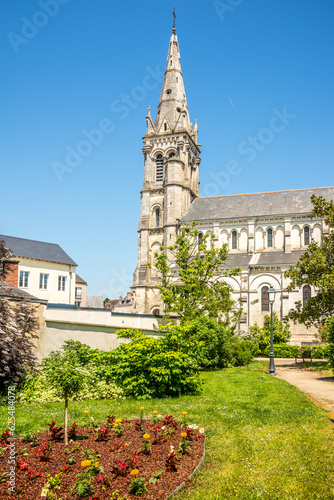 View at the Church of Our Lady (Notre Dame) in the streets of Chateauroux - France