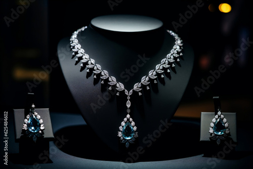 An image showcasing an exquisite set of diamond jewelry displayed elegantly on black velvet. This image encapsulates the brilliance and luxury associated with diamond jewelry.