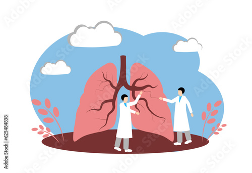 Human lungs. Anatomy. Bronchitis. Vector illustration isolated on white background.