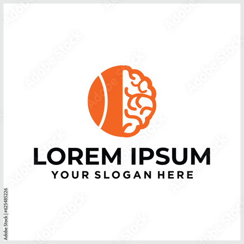 tennis ball brain logo design vector