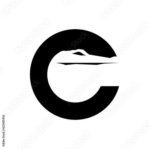Letter C for crocodile original logo vector
