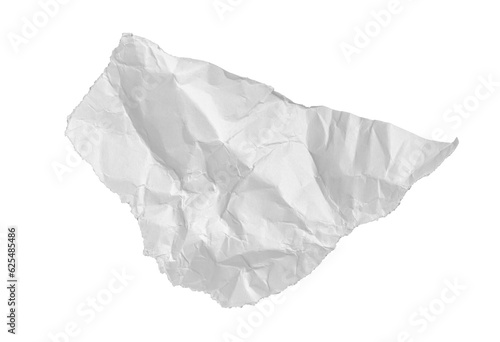 A piece of torn paper on a white background. Crumpled piece of paper. photo