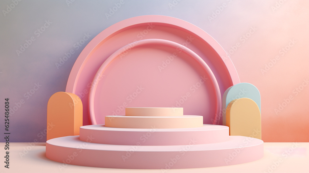 3d Pastel podium for your product. Generative AI. 3d Pastel podium for your product. Generative AI.