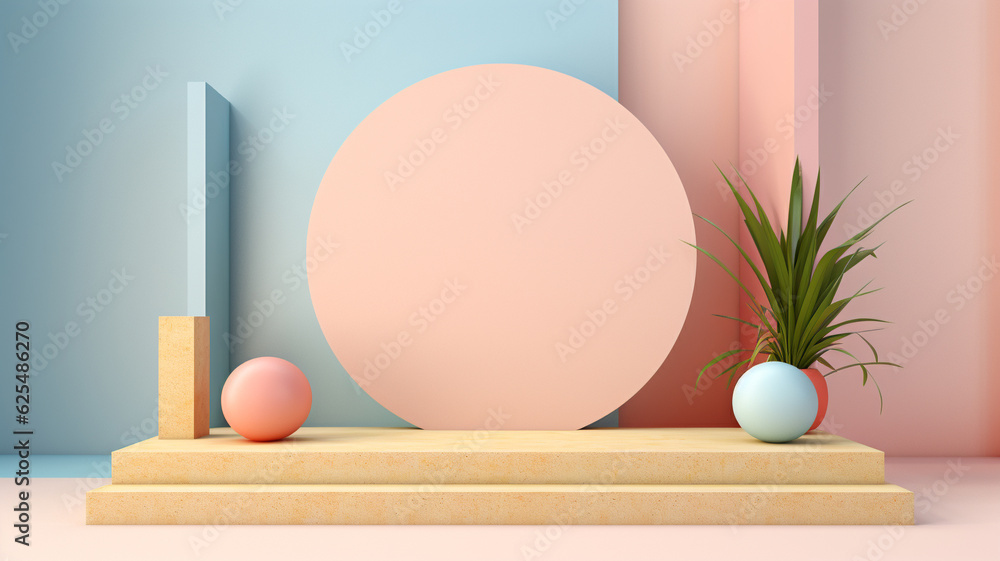 Fototapeta premium 3d Pastel podium for your product. Generative AI.
