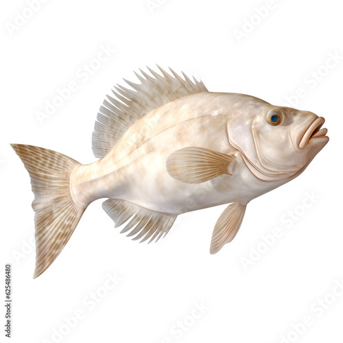 Halibut fish isolated on white png transparent background