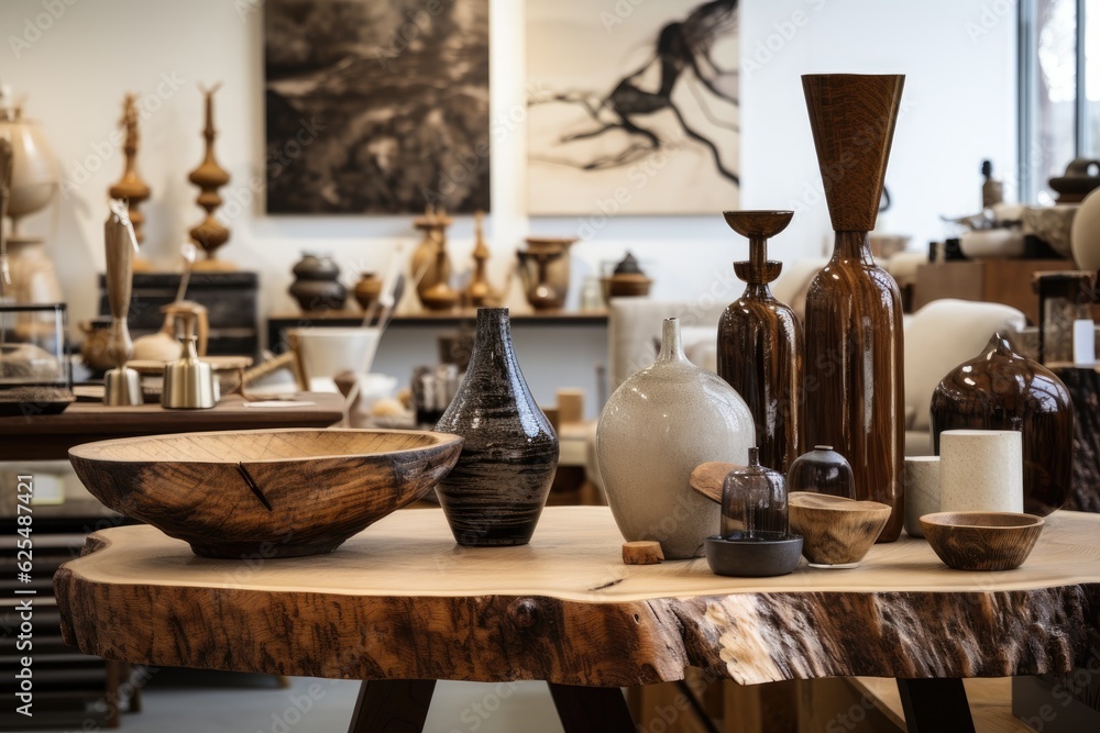 store selling contemporary home decor items such as a wooden table