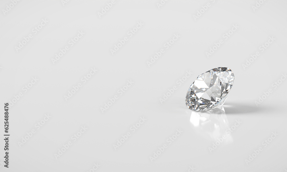 Shiny facet diamond placed on white background.3d Shiny facet diamond placed on white background.3d