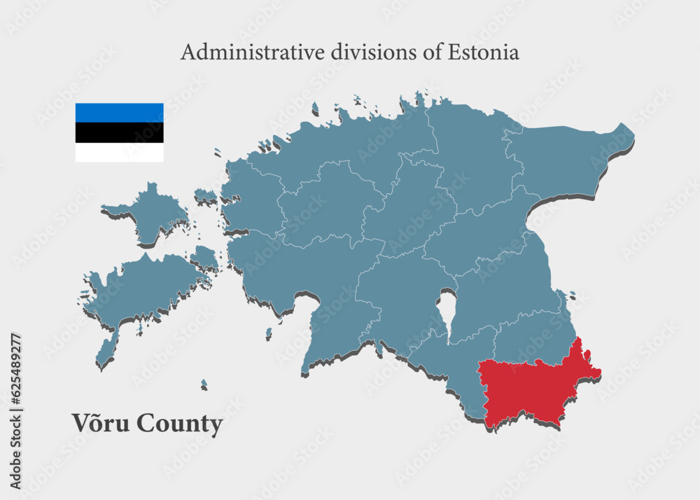 Vector map Estonia, Vory county