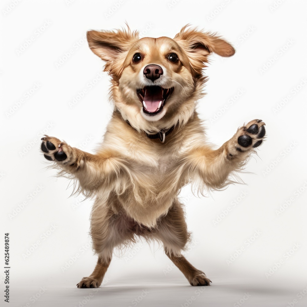Happy dog in white background, AI generated Image