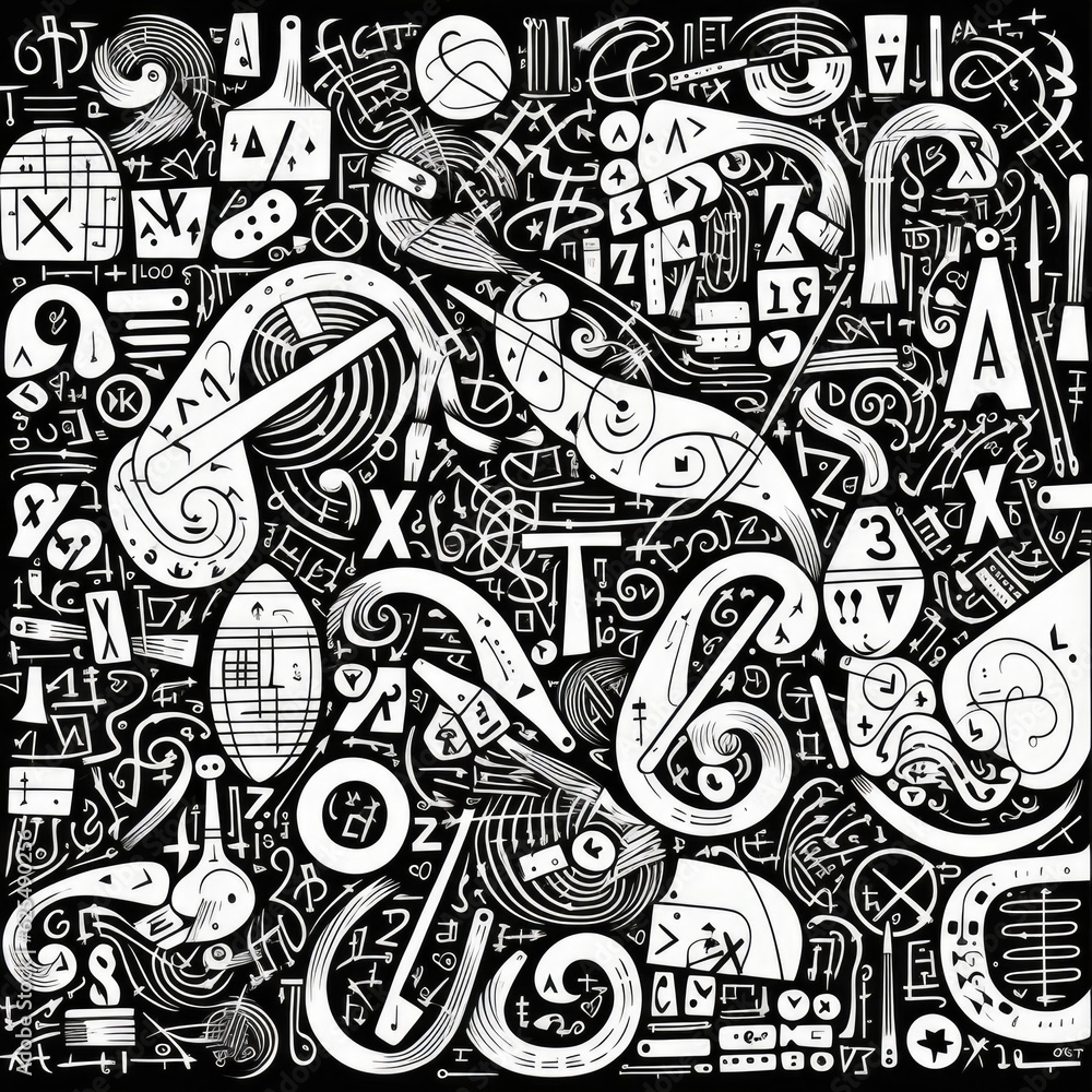 Mathematics pattern doodle, AI generated Image Mathematics pattern doodle, AI generated Image