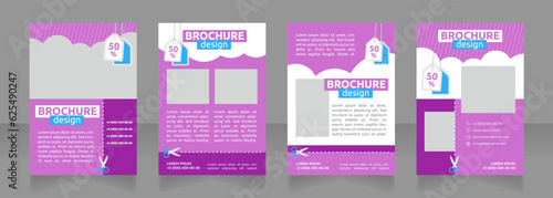 Promotional offers with coupon clipping blank brochure design. Template set with copy space for text. Premade corporate reports collection. Editable 4 paper pages. Ubuntu Bold, Regular fonts used