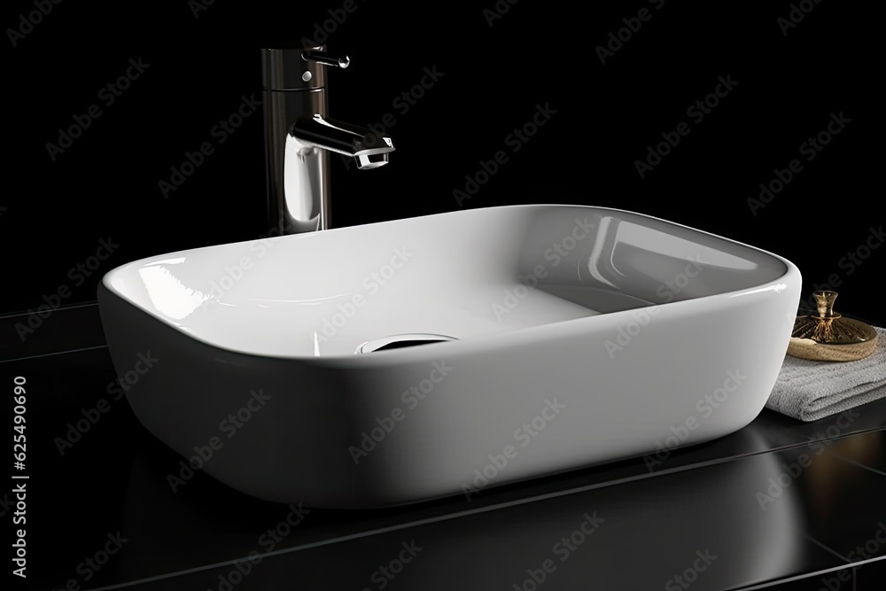 Fototapeta premium a ceramic sink with a contemporary design. Generative AI