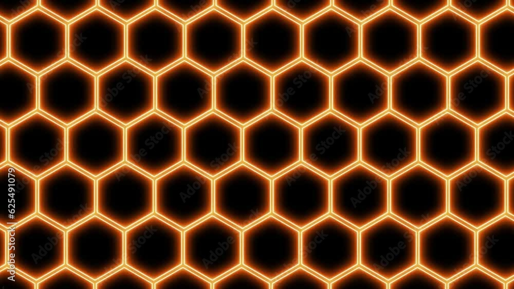 Abstract orange glow hexagon motion graphics background 4K video. Abstract orange glow hexagon motion graphics background 4K video.