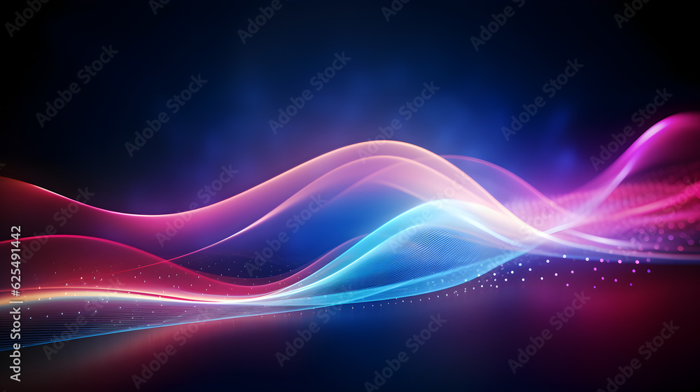 abstract futuristic background with gold PINK blue glowing neon 