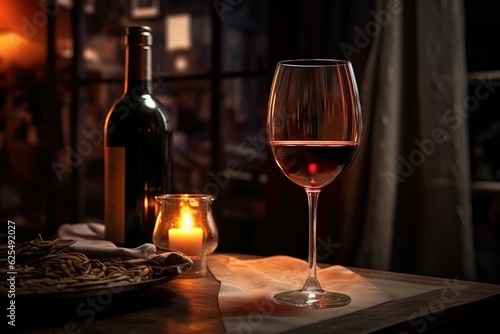 wine glasses lined up on a dark bar, in the style of light crimson and dark brown