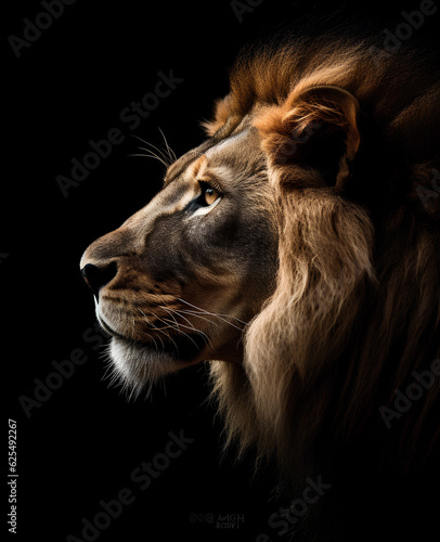 Lion profile portrait - Generative AI