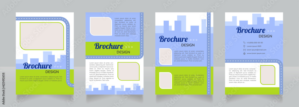 Naklejka premium Sustainable biofuel blank brochure design. Template set with copy space for text. Premade corporate reports collection. Editable 4 paper pages. Lobster Regular, Nunito SemiBold, Light fonts used