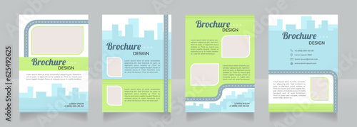 Bicycle friendly policy blank brochure design. Template set with copy space for text. Premade corporate reports collection. Editable 4 paper pages. Lobster Regular, Nunito SemiBold, Light fonts used