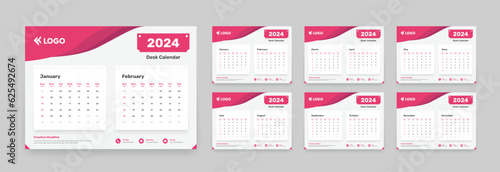 Simple designed 2024 calendar with accurate date format and layout for two months on every page