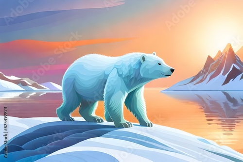 polar bear with ice