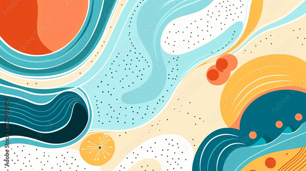 hand drawn flat abstract shapes background
