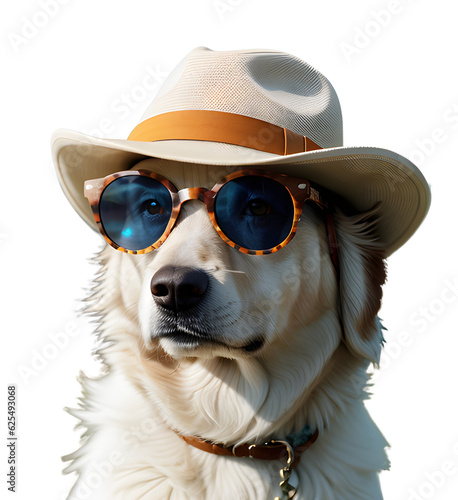 Cool dog with sunglasses and hat on transparent background. Generative AI © Wolfborn Indiearts