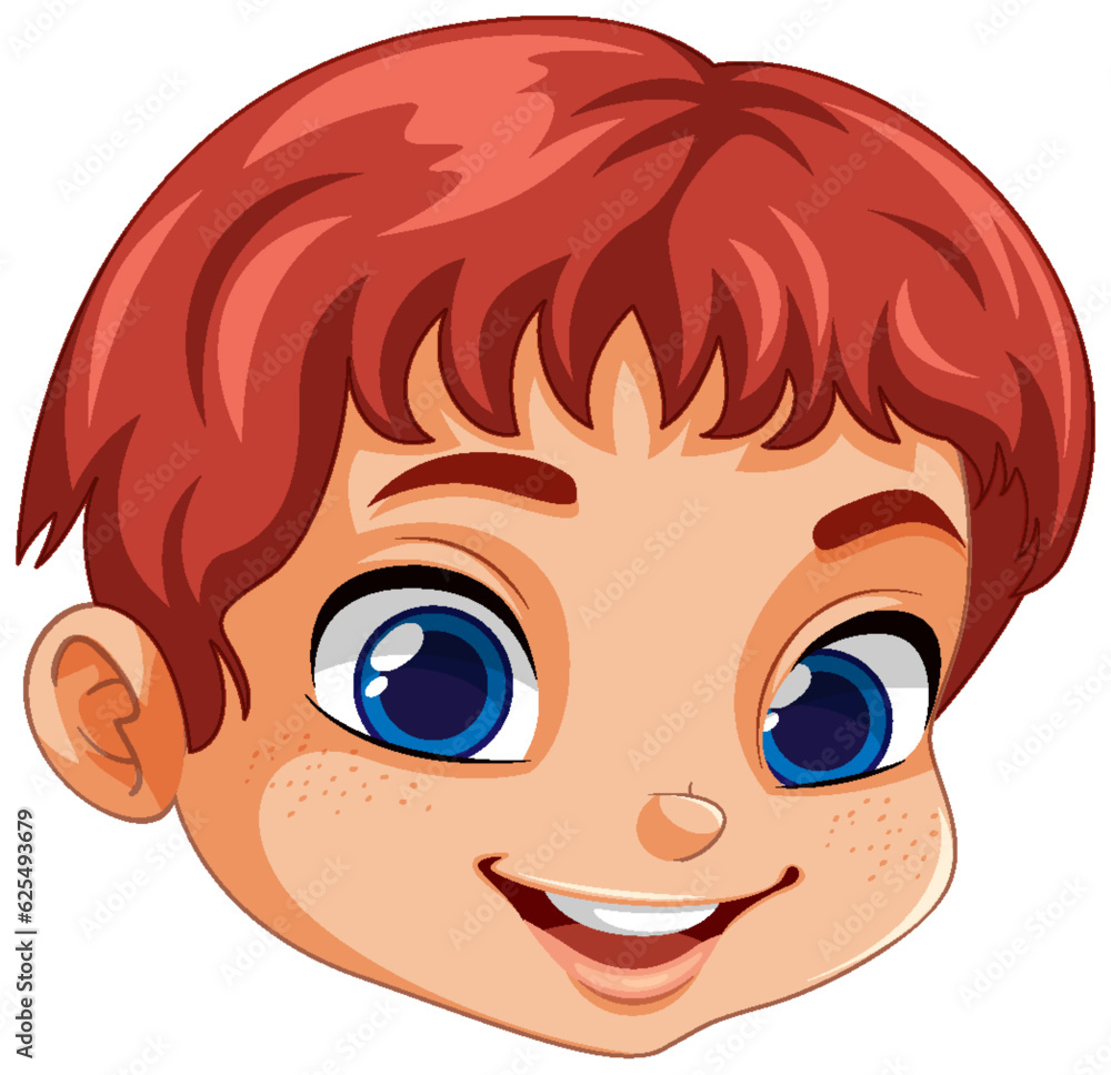 Cute Boy Face with Red Hair Vector