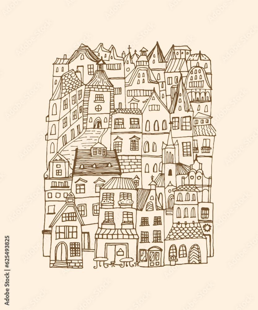 city town illustration decoration artwork