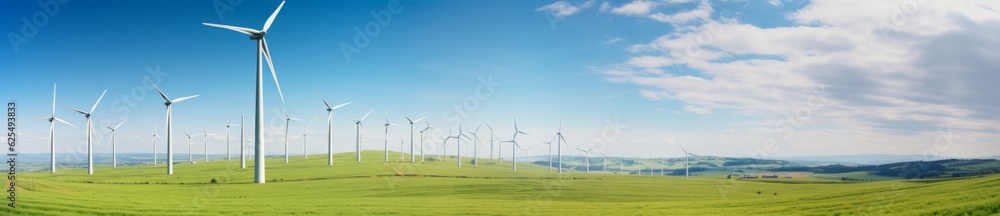 field with windmills panorama field with windmills panorama