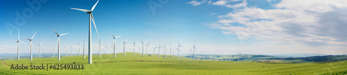 field with windmills panorama photo