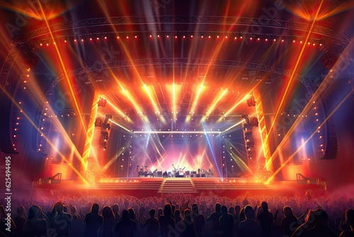 High-Energy Music Concert: Jumping Crowd, Stage Lights, and Electrifying Atmosphere - Experience a Dynamic Background!, generative AI