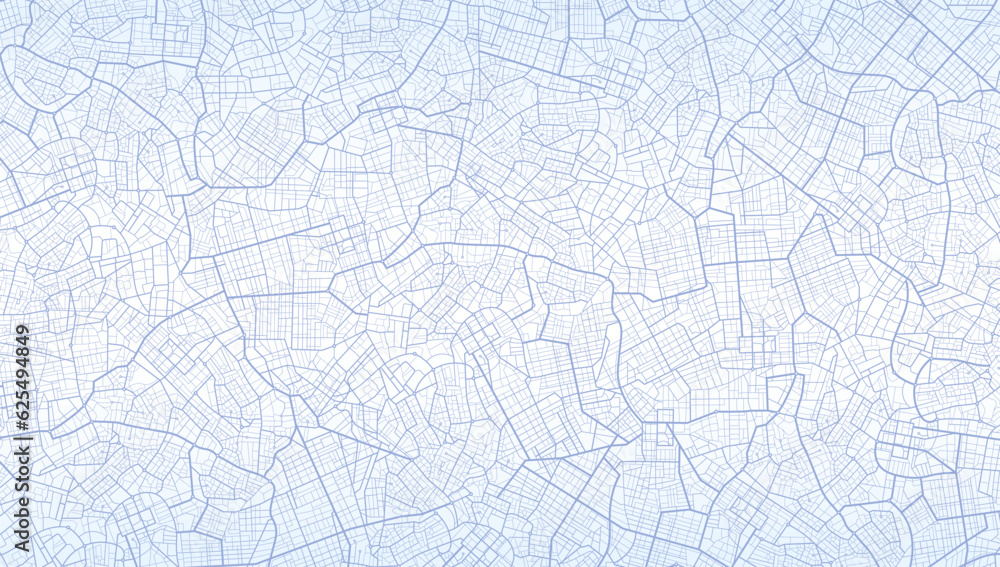 Blue city area, background map, streets. Skyline urban panorama. Cartography illustration. Widescreen proportion, digital flat design streetmap. Vector City top view. View from above the map