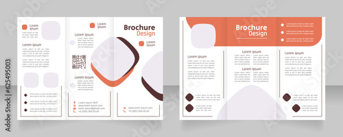 Food delivery service trifold brochure template design. Zig-zag folded leaflet set with copy space for text. Editable 3 panel flyers. Secular One, Rajdhani Semi Bold, Arial Regular fonts used