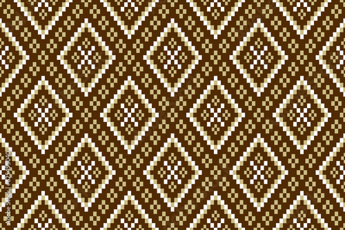 Nature vintages cross stitch traditional ethnic pattern paisley flower Ikat background abstract Aztec African Indonesian Indian seamless pattern for fabric print cloth dress carpet curtains and sarong