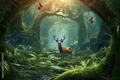 Enchanted Forest: Whimsical Fantasy Realm with Mystical Creatures � Green Screen Backgrounds, generative AI