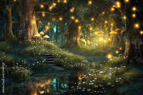 Enchanted Forest: Glowing Mushrooms, Sparkling Fireflies, Whispers of Enchantment, generative AI