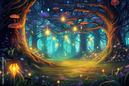 Whimsical Creatures and Glowing Fireflies  Unveiling the Mystical Wonder of an Enchanted Forest  generative AI